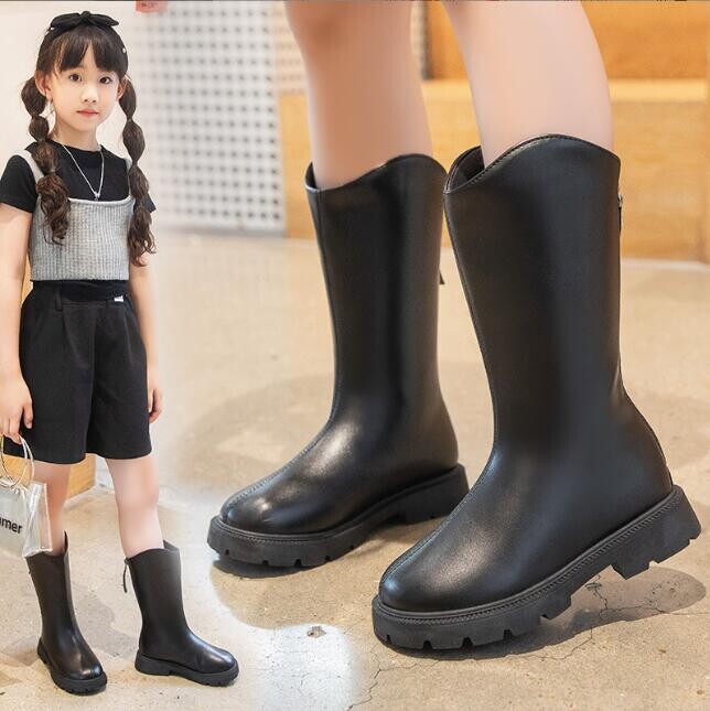 Zimske dječje modne čizme Nove jesenske čizme za djevojčice Duge čizme za snijeg Zip Ležerne dječje školske cipele Kožne dječačke tople čizme Tenisice