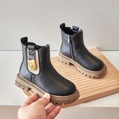 Veličina 26-36 Dječje Jesen Zima Chelsea cipele Debeli donji dio Vodootporne pamučne čizme za snijeg Britanski stil za djevojčice Kratke čizme za malu djecu