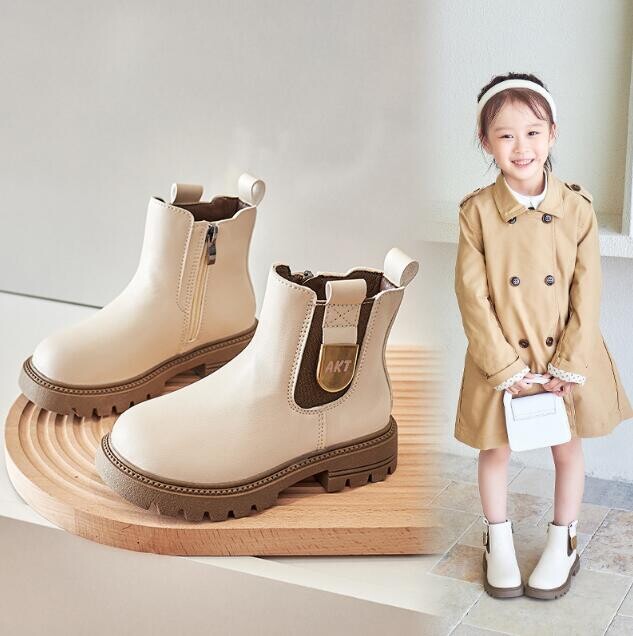 Veličina 26-36 Dječje Jesen Zima Chelsea cipele Debeli donji dio Vodootporne pamučne čizme za snijeg Britanski stil za djevojčice Kratke čizme za malu djecu