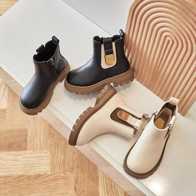 Veličina 26-36 Dječje Jesen Zima Chelsea cipele Debeli donji dio Vodootporne pamučne čizme za snijeg Britanski stil za djevojčice Kratke čizme za malu djecu