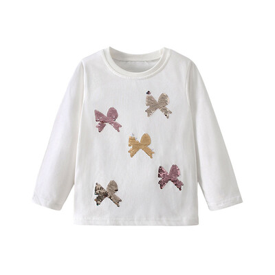 Hüppemeetrid 2-7T Loomad Pikkade varrukatega Tüdrukute T-särgid Pärlid Lapsed Sügis Kevad Lapsed Poisid Riided Mood Väikelaste Särgid Topid