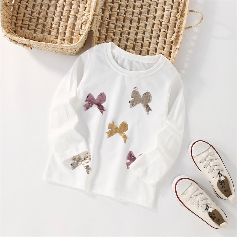 Hüppemeetrid 2-7T Loomad Pikkade varrukatega Tüdrukute T-särgid Pärlid Lapsed Sügis Kevad Lapsed Poisid Riided Mood Väikelaste Särgid Topid