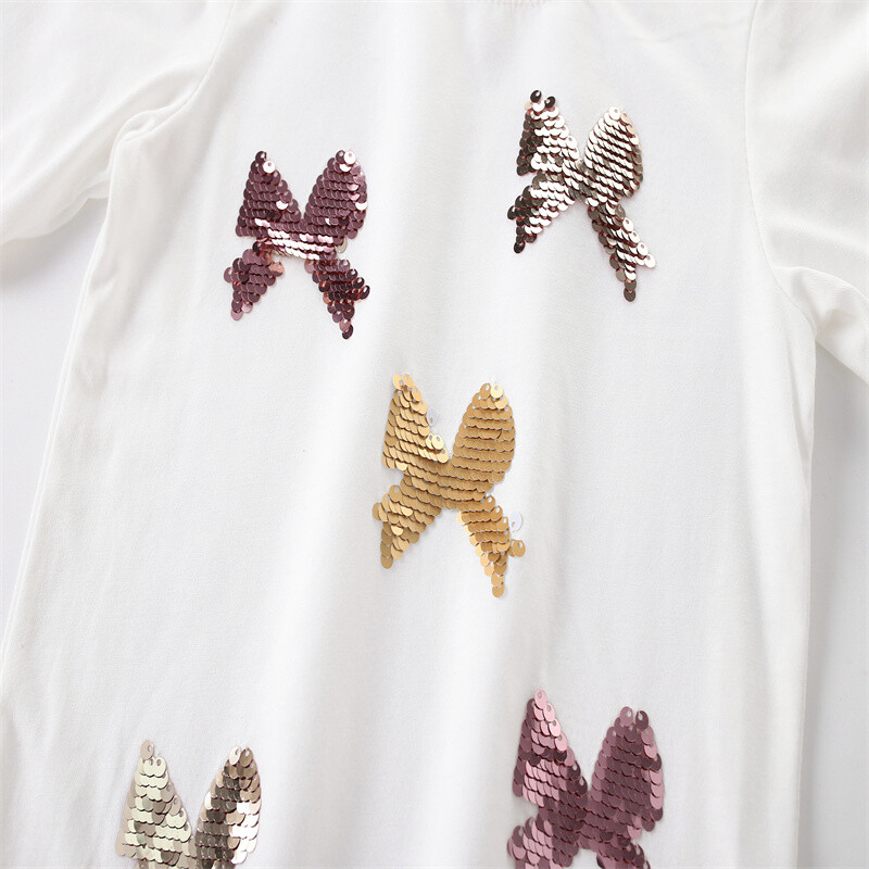 Hüppemeetrid 2-7T Loomad Pikkade varrukatega Tüdrukute T-särgid Pärlid Lapsed Sügis Kevad Lapsed Poisid Riided Mood Väikelaste Särgid Topid