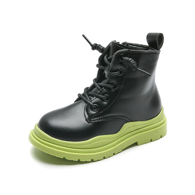 2023. aasta sügis ja talv Uued Laste poolsaapad Briti stiilis ümmarguse ninaga poistele Paks tallaga lühikesed saapad Lastele vabaaja saapad tüdrukutele PU