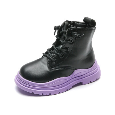 2023. aasta sügis ja talv Uued Laste poolsaapad Briti stiilis ümmarguse ninaga poistele Paks tallaga lühikesed saapad Lastele vabaaja saapad tüdrukutele PU