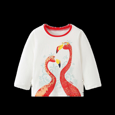 Hüppemeetrid 2-7T pikkade varrukatega tüdrukute T-särgid Sügismood Lasteriided Jänku aplikatsioonitaskud Väikelapse kostüüm Armsad topid