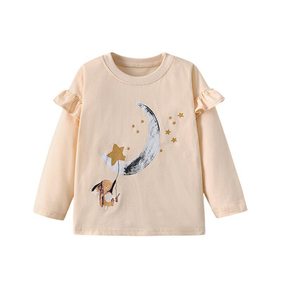 Jumping Meters 2-7T Majice dugih rukava za djevojčice s vezom, dječja jesen, proljeće, dječja odjeća za dječake, modne majice za malu djecu