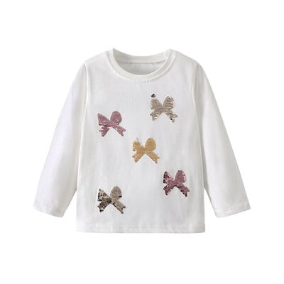 Jumping Meters 2-7T Majice dugih rukava za djevojčice s vezom, dječja jesen, proljeće, dječja odjeća za dječake, modne majice za malu djecu