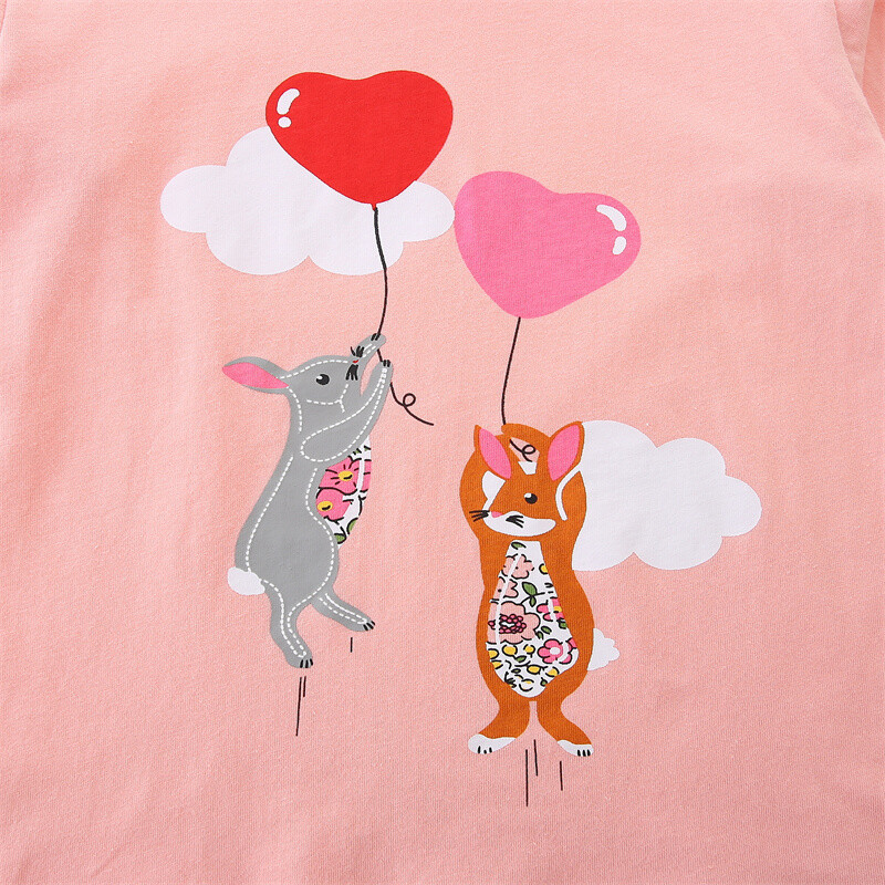 Hüppemeetrid 2-7T Loomad Print Tüdrukud Riided Tsärgid Sügistalveks Laste pikkade varrukatega pluus Laste Mood T-särgid Topid