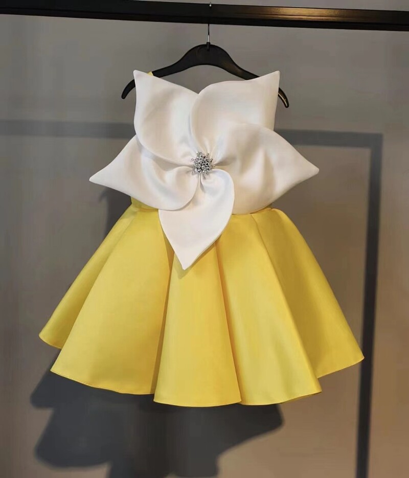 Лято 2024 г. Нови момичета без ръкави с големи цветя, диаманти, розово сладко сватбена рокля за рожден ден Roupa Infantil Menina Custume 12M-7T