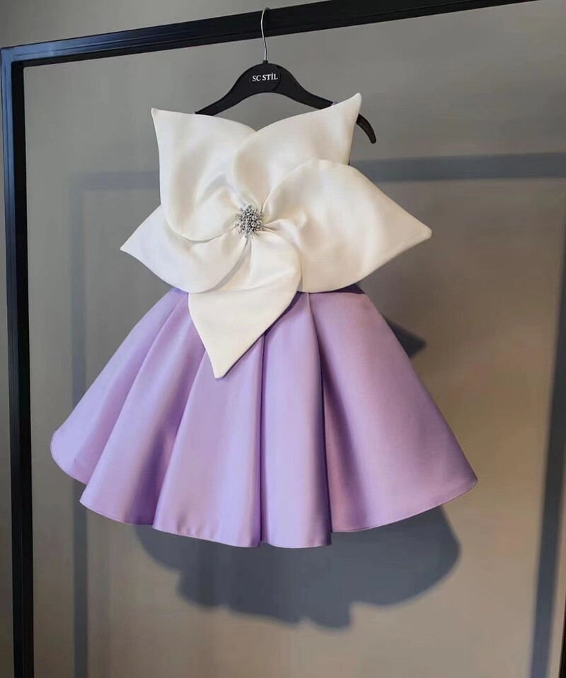 Лято 2024 г. Нови момичета без ръкави с големи цветя, диаманти, розово сладко сватбена рокля за рожден ден Roupa Infantil Menina Custume 12M-7T