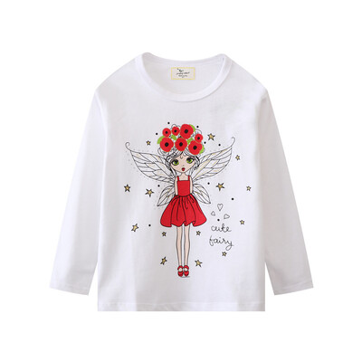 Jumping Meters 2-7T Majice dugih rukava za djevojčice Životinje Vez Jesen Proljeće Dječja odjeća Modne majice za malu djecu Majice