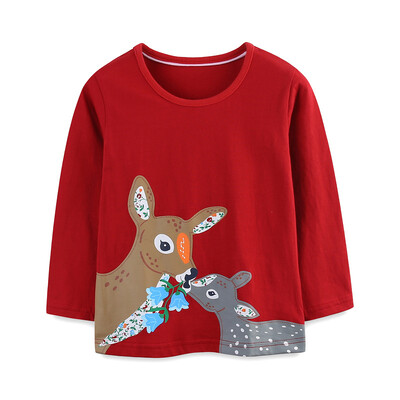Jumping Meters 2-7T Μακρυμάνικα Κοριτσίστικα Ρούχα Μπλουζάκια για Φθινοπωρινό Χειμώνα Παιδική Μπλούζα Παιδική Μόδα Animals Print Tees Μπλουζάκια