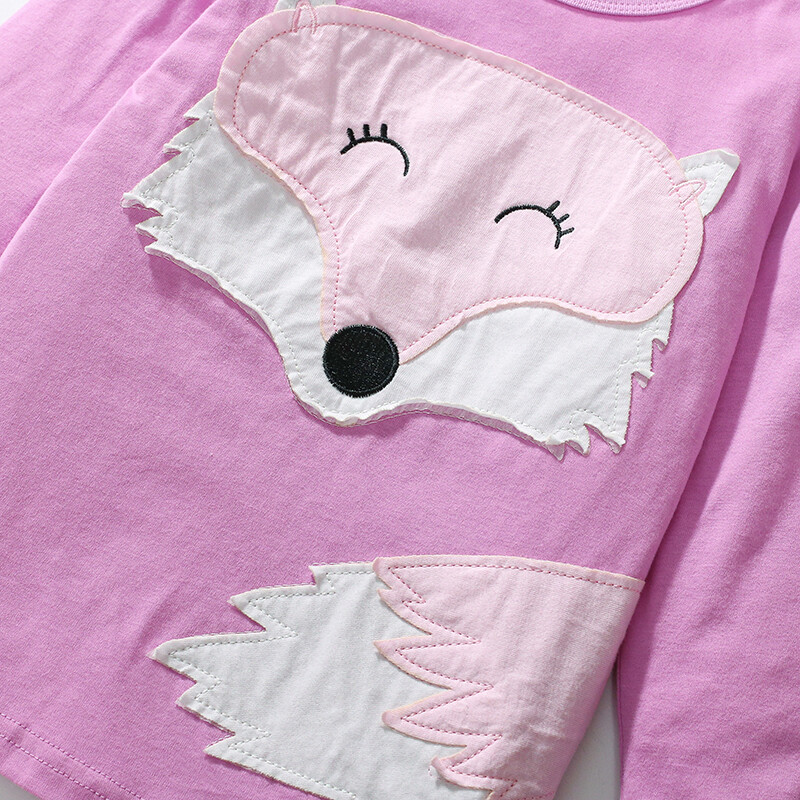 Little maven Europa i Amerika Jesenska dječja odjeća Životinje Fox Applique Djevojka Majice dugih rukava Dječja odjeća Pamučne majice