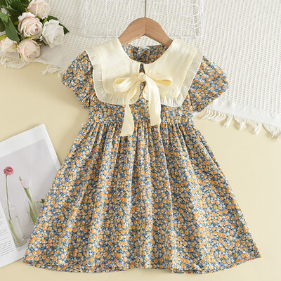 Bear Leader Tüdrukutele Lilletikandiga kleit Suvine Retro Lendav Varrukas Printsess Kleidid Lastele Vabaajarõivad Mood 2-6 aastat