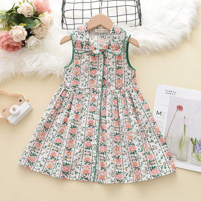 Bear Leader Tüdrukutele Lilletikandiga kleit Suvine Retro Lendav Varrukas Printsess Kleidid Lastele Vabaajarõivad Mood 2-6 aastat