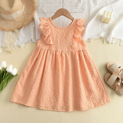 Bear Leader Tüdrukutele Lilletikandiga kleit Suvine Retro Lendav Varrukas Printsess Kleidid Lastele Vabaajarõivad Mood 2-6 aastat