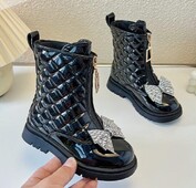 Zimske čizme za snijeg za djecu Debelo toplo krzno Cipele za snijeg protiv klizanja, mekani potplat, modne kožne čizme, plišane pamučne cipele, dječje