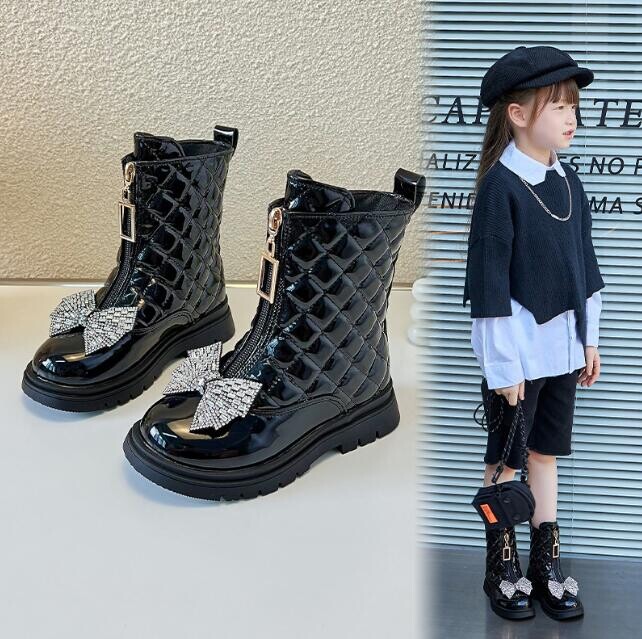 Zimske čizme za snijeg za djecu Debelo toplo krzno Cipele za snijeg protiv klizanja, mekani potplat, modne kožne čizme, plišane pamučne cipele, dječje