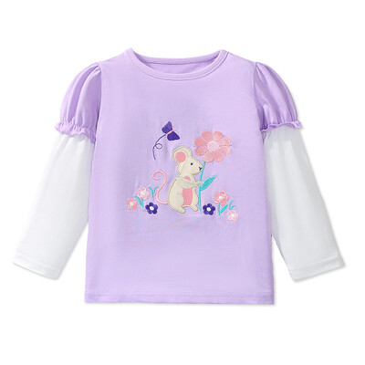 Little maven Lasteriided Sügis armsad liblikas topsid Puuvillased Beebi Tüdrukud Riided Tikand Multikad Hiir pikkade varrukatega T-särgid