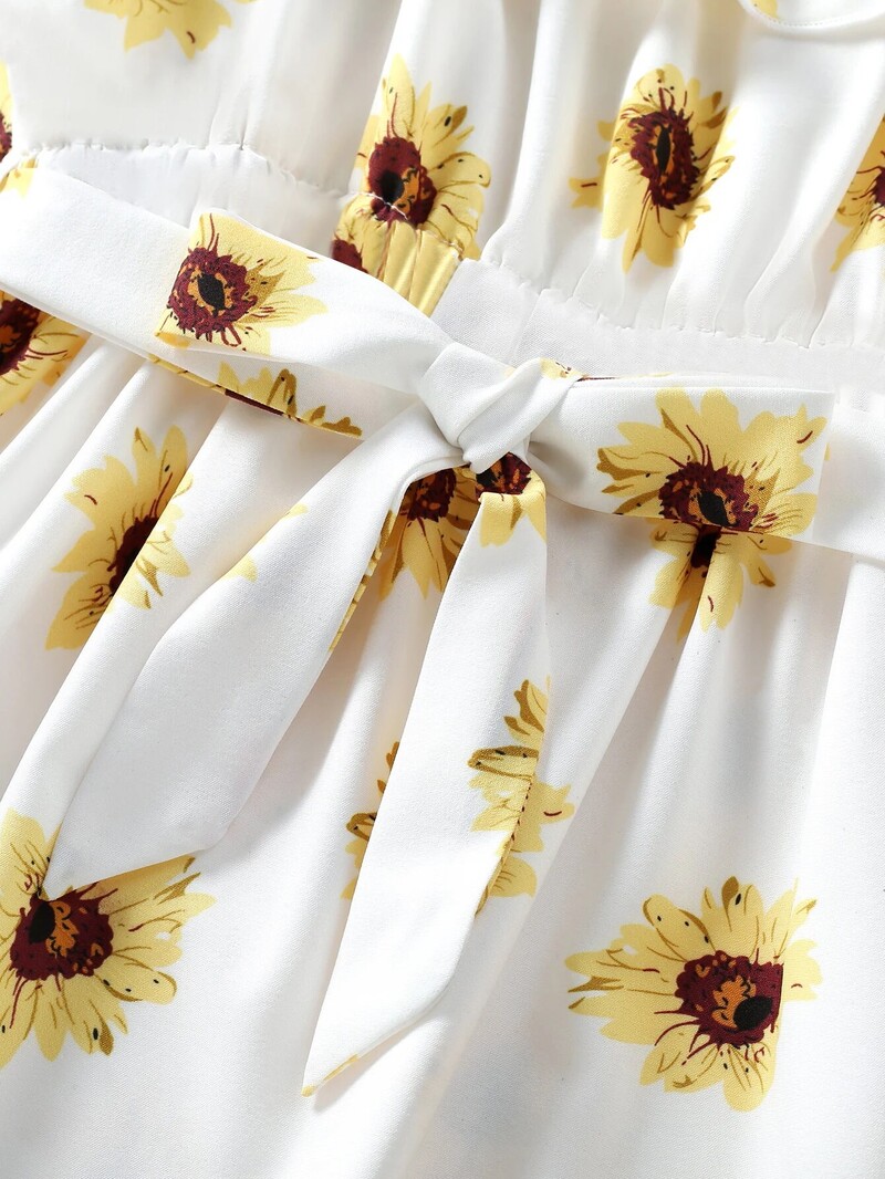 Ljetna haljina za djevojčice Suknja s naborima i rukavima na tregere, cvjetna modna odjeća za djecu 7-14 Y