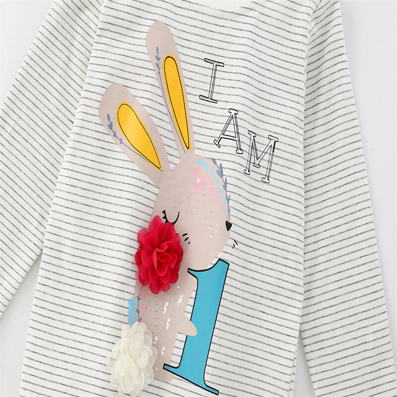 Jumping Meters 2-7T Majice dugih rukava za djevojčice Prugasti zečići Dječja jesenska proljetna dječja odjeća Modne majice za malu djecu Majice