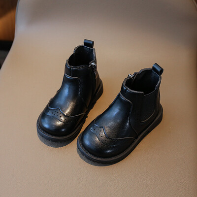 Jesen Nove dječje kožne čizme Dječaci Zgodne kratke čizme u britanskom stilu Djevojčice Modne čizme za princeze Dječje cipele od meke kože