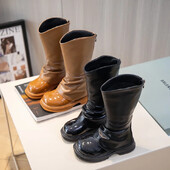 2024. aasta uus lihtne libisemisvastane lastemood, mitmekülgsed pehmed tüdrukute kõrged saapad šikk PU-tagant tõmblukk Unikaalsed elegantsed printsessisaapad lastele