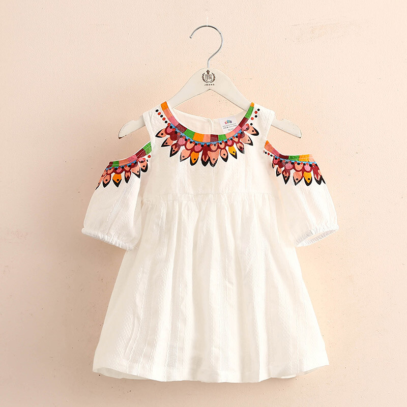2024 Uus 3 4 5 6 7 8 9 10 aastat Lastele Puuvillast printimisega mähis Printsess Olkadeta õlgadeta suvekleit lastele Beebitüdrukutele