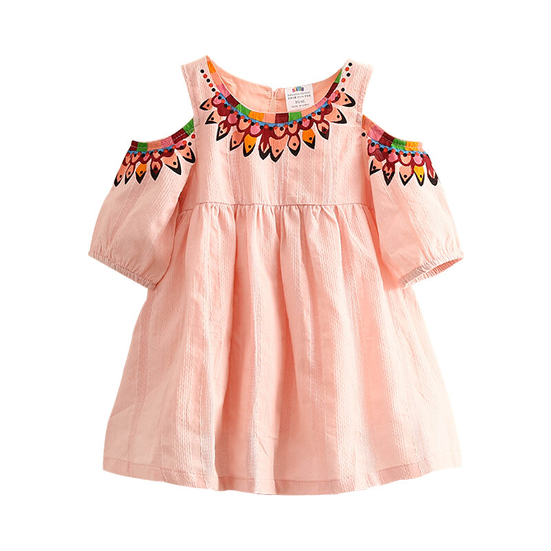 2024 Uus 3 4 5 6 7 8 9 10 aastat Lastele Puuvillast printimisega mähis Printsess Olkadeta õlgadeta suvekleit lastele Beebitüdrukutele