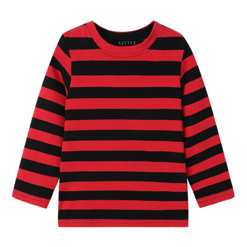 Mudkingdom Boys Girls T-Shirt Stripe Sleeve Tshirt for Kids Tee Shirt О-образно деколте Раирани горнища Прохождащи Детски дрехи Мода