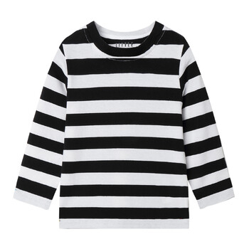 Mudkingdom Boys Girls T-Shirt Stripe Sleeve Tshirt for Kids Tee Shirt О-образно деколте Раирани горнища Прохождащи Детски дрехи Мода