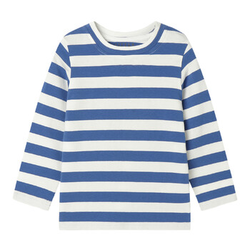 Mudkingdom Boys Girls T-Shirt Stripe Sleeve Tshirt for Kids Tee Shirt О-образно деколте Раирани горнища Прохождащи Детски дрехи Мода