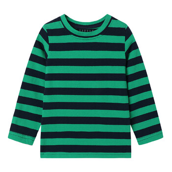 Mudkingdom Boys Girls T-Shirt Stripe Sleeve Tshirt for Kids Tee Shirt О-образно деколте Раирани горнища Прохождащи Детски дрехи Мода