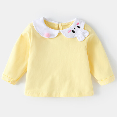 Sügisene beebitüdruku alussärk Jänes Peter Pan kaelarihm Puuvillane väikelaste tüdrukute T-särgid, pikkade varrukatega vabaaja väikelapsed, lapsed, tüdrukud, särgid