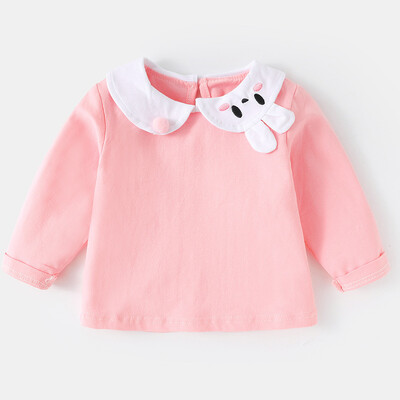 Sügisene beebitüdruku alussärk Jänes Peter Pan kaelarihm Puuvillane väikelaste tüdrukute T-särgid, pikkade varrukatega vabaaja väikelapsed, lapsed, tüdrukud, särgid