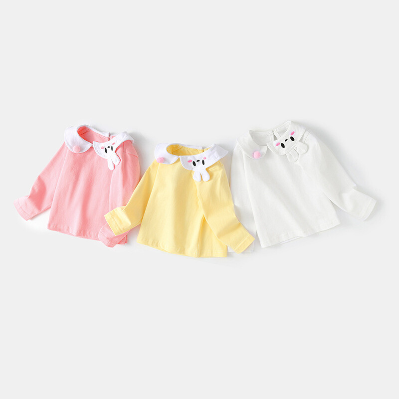 Sügisene beebitüdruku alussärk Jänes Peter Pan kaelarihm Puuvillane väikelaste tüdrukute T-särgid, pikkade varrukatega vabaaja väikelapsed, lapsed, tüdrukud, särgid