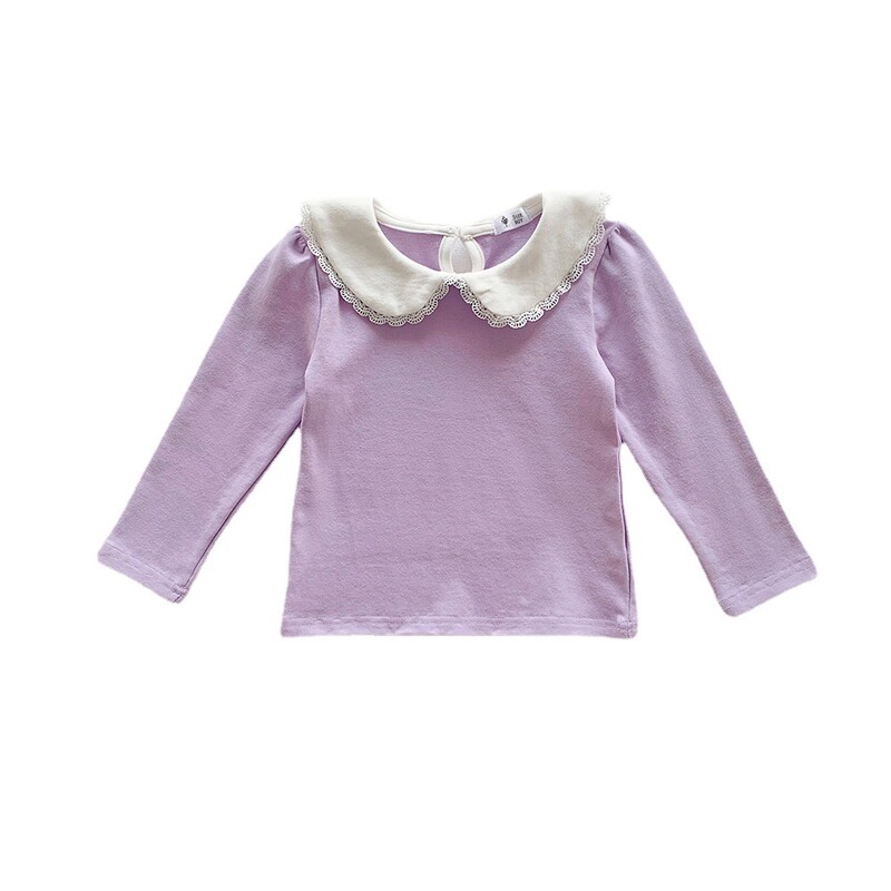 2023 Νέα άνοιξη φθινόπωρο παιδικά μπλουζάκια Peter pan γιακάς Βασικά πουκάμισα Μακρυμάνικα κοριτσίστικα μπλουζάκια