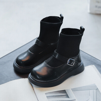 Dječje jesenske crne cipele za djevojčice Školske gležnjače Čarape Dječje sportske čizme 2022 Modne tenisice 3 4 5 6 7 8 9 10 11 12