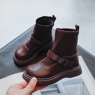 Dječje jesenske crne cipele za djevojčice Školske gležnjače Čarape Dječje sportske čizme 2022 Modne tenisice 3 4 5 6 7 8 9 10 11 12