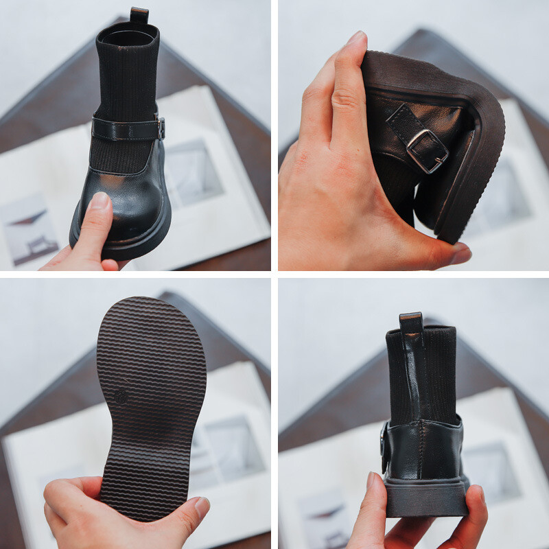 Dječje jesenske crne cipele za djevojčice Školske gležnjače Čarape Dječje sportske čizme 2022 Modne tenisice 3 4 5 6 7 8 9 10 11 12