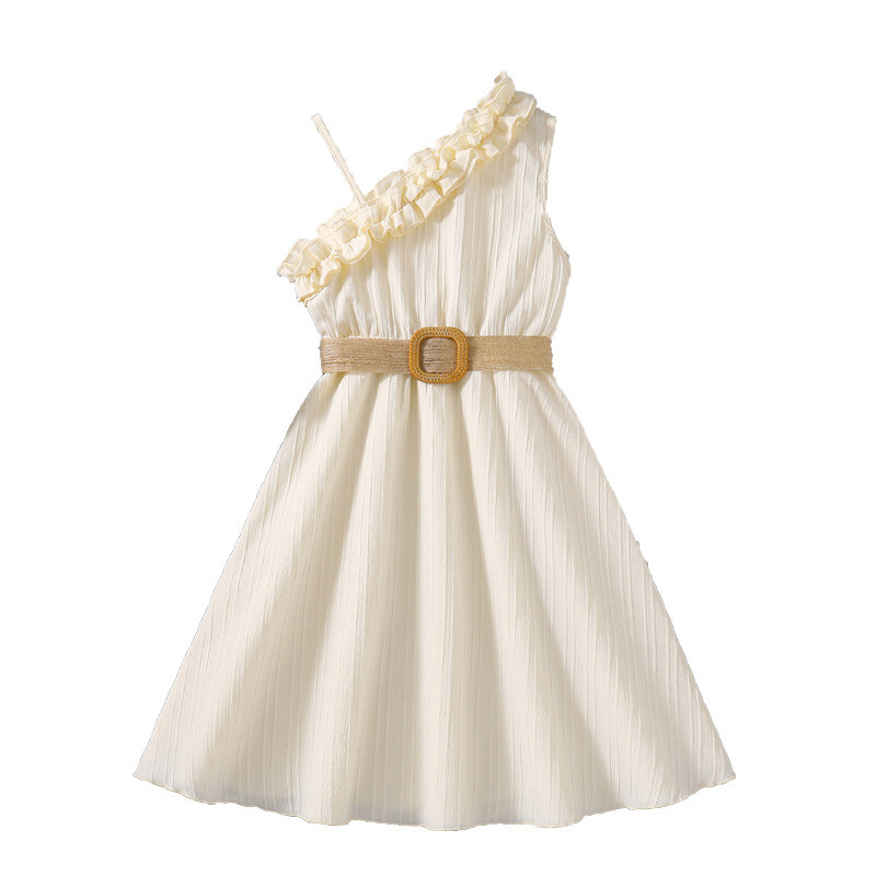 2024. Ljeto Proljeće Djeca, Tinejdžeri Odjeća za djevojčice, Pamučne haljine s cvjetnim motivima, bez naramenica, golih ramena 5 6 7 8 9 10 11 12 godina