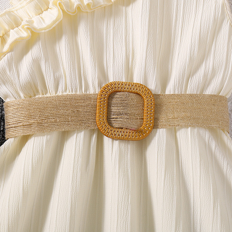 2024. Ljeto Proljeće Djeca, Tinejdžeri Odjeća za djevojčice, Pamučne haljine s cvjetnim motivima, bez naramenica, golih ramena 5 6 7 8 9 10 11 12 godina