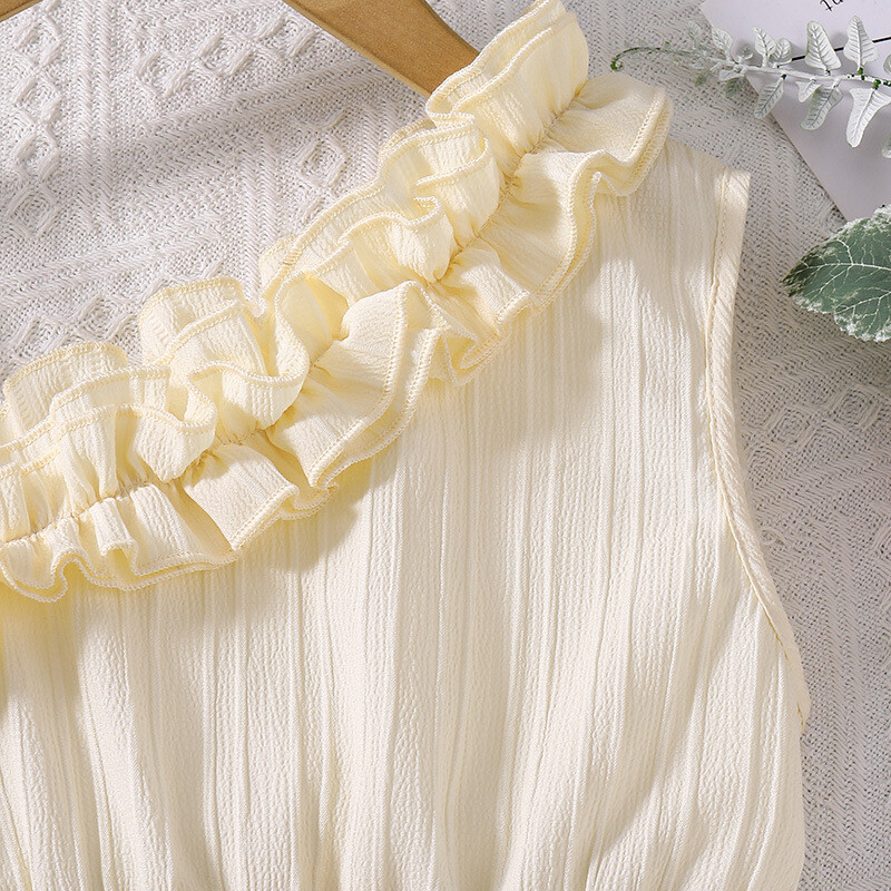 2024. Ljeto Proljeće Djeca, Tinejdžeri Odjeća za djevojčice, Pamučne haljine s cvjetnim motivima, bez naramenica, golih ramena 5 6 7 8 9 10 11 12 godina