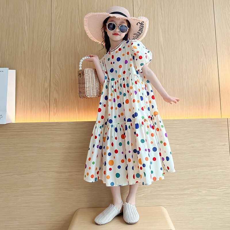 Suur tüdrukute šifoonist suvekleit 2024 teismeliste kleit lillelised tüdrukute kleidid laste tüdrukute riided suurus 6 7 8 9 10 11 12 14 aastat