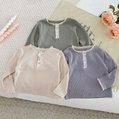 Tüdrukute laste lihtne alussärk 0-5-aastastele sügiskorea beebidele lilleline pikkade varrukatega mitmekülgne mood laste T-särgid imikute riided