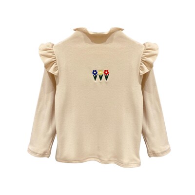 1-7Y Lastele Tüdrukule Armas T-särk Sügistalv O-kaelusega tikandiga T-särk Tüdrukutele Pika varrukaga särk Puuvillane pikkade varrukatega Topid