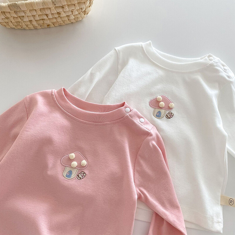 T-särk Tüdrukutele Pikkade varrukatega Puuvillane Kevad-Sügis Lapsed Riided Mood Väikelaste Topid T-särgid