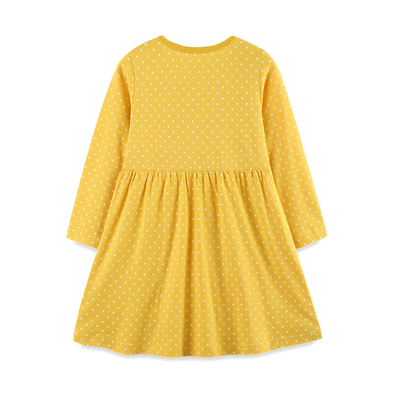 Hüppemeetrid 2-7T nööbid pikkade varrukatega tikandid Printsess tüdrukute kleidid loomad aplikatsioonid lasteriided peod lastele plätud