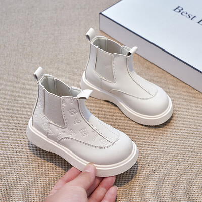 2023 Есен/Зима Детски ботуши Момчета Момичета Кожени ботуши Плюшени модни водоустойчиви неплъзгащи се топли детски ботуши Обувки 23-36